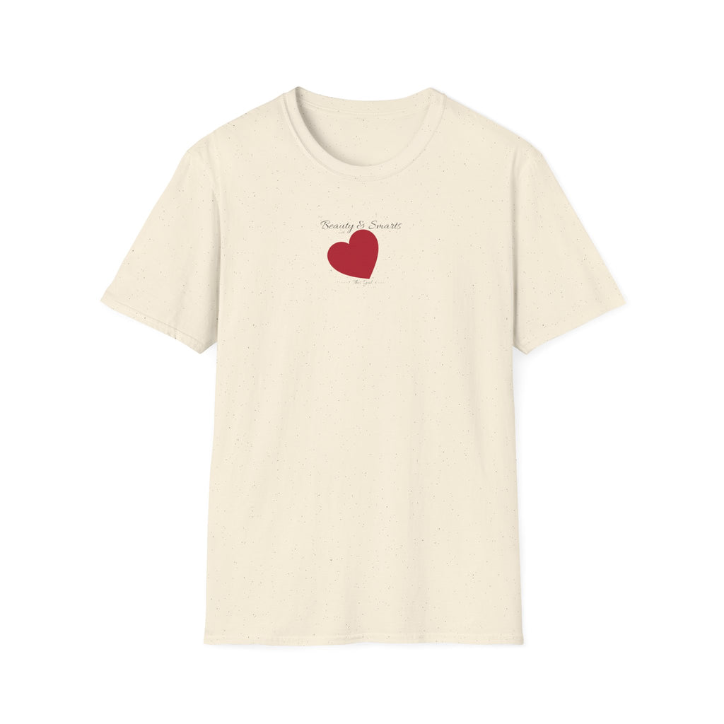 Beautiful and Smart with Red Heart T-Shirt — Small Chest Heart Graphic Beautiful and Smart with heart, this gal.