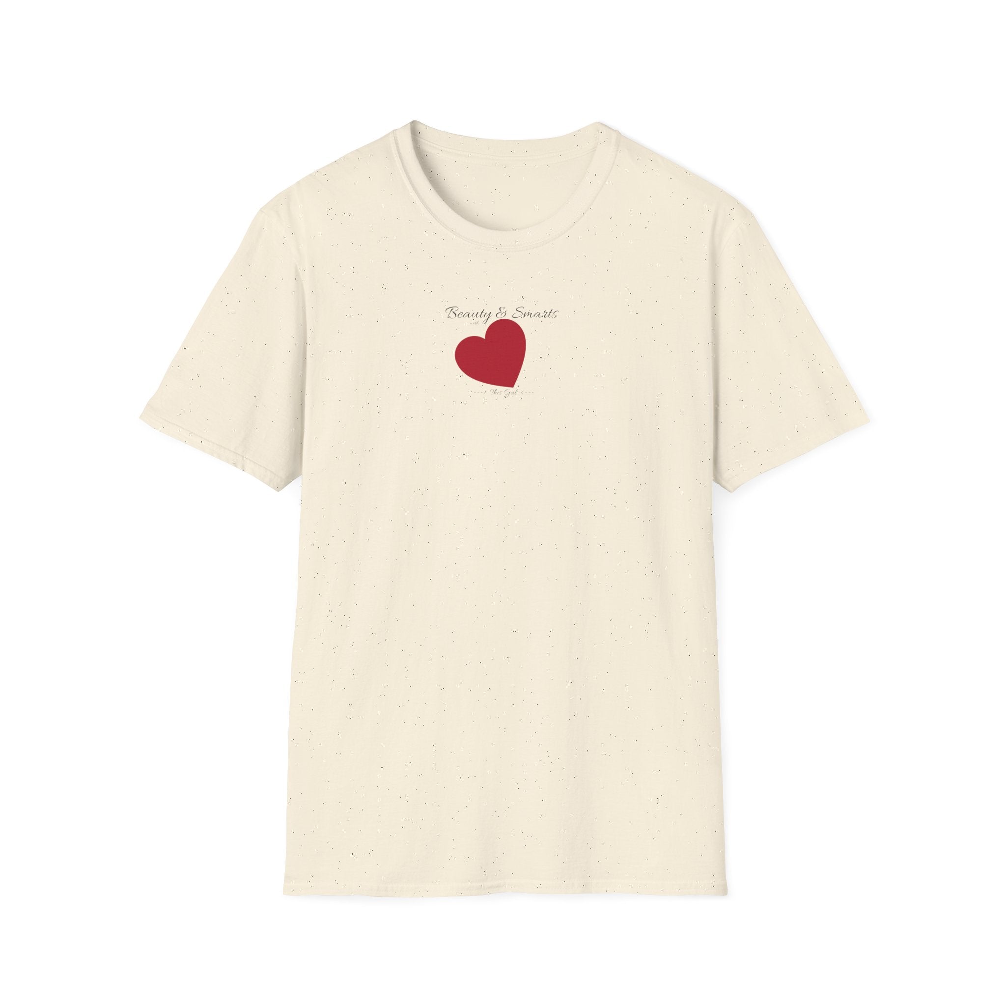 Beautiful and Smart with Red Heart T-Shirt — Small Chest Heart Graphic Beautiful and Smart with heart, this gal.