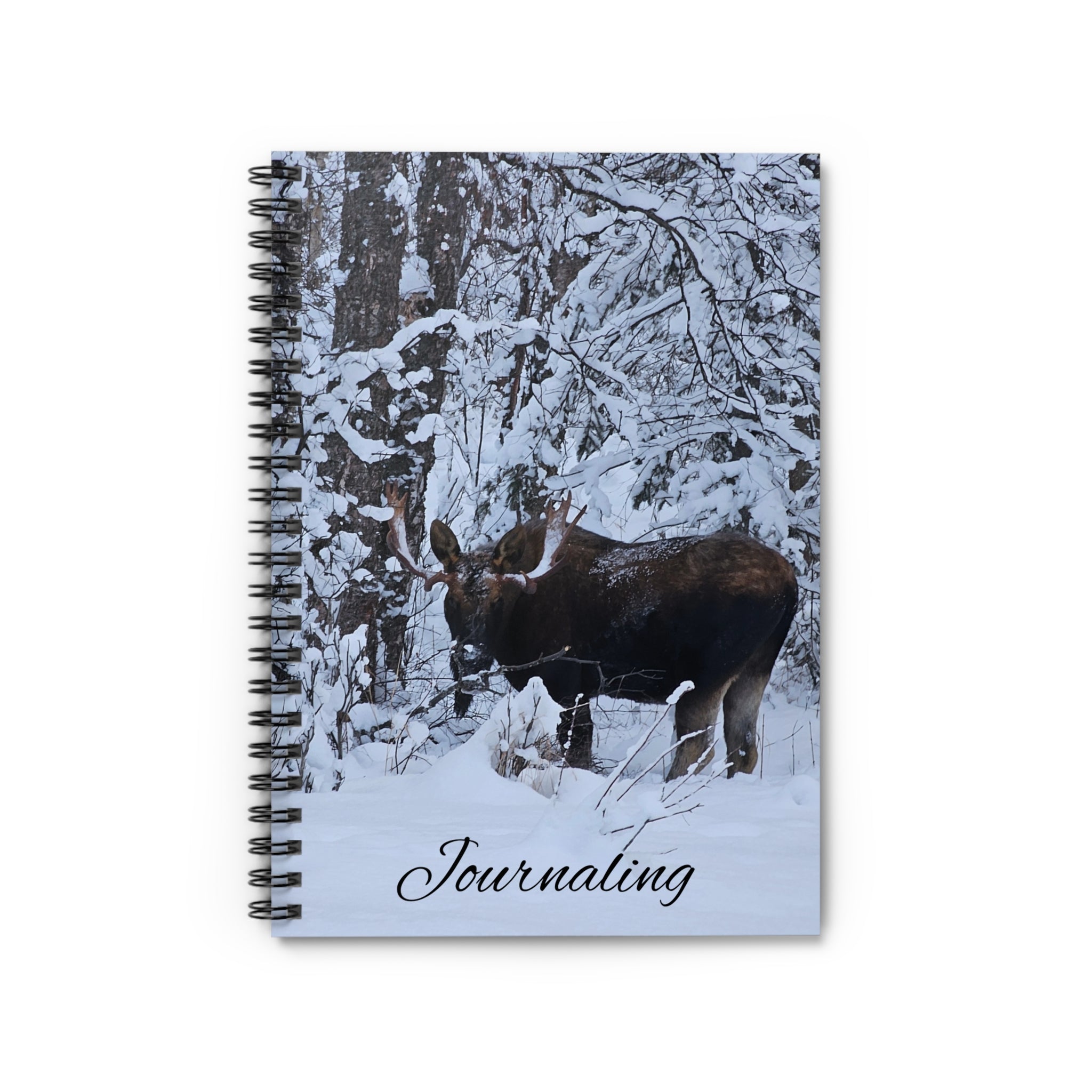 Moose in Snow Journaling Spiral Notebook | Ruled Line