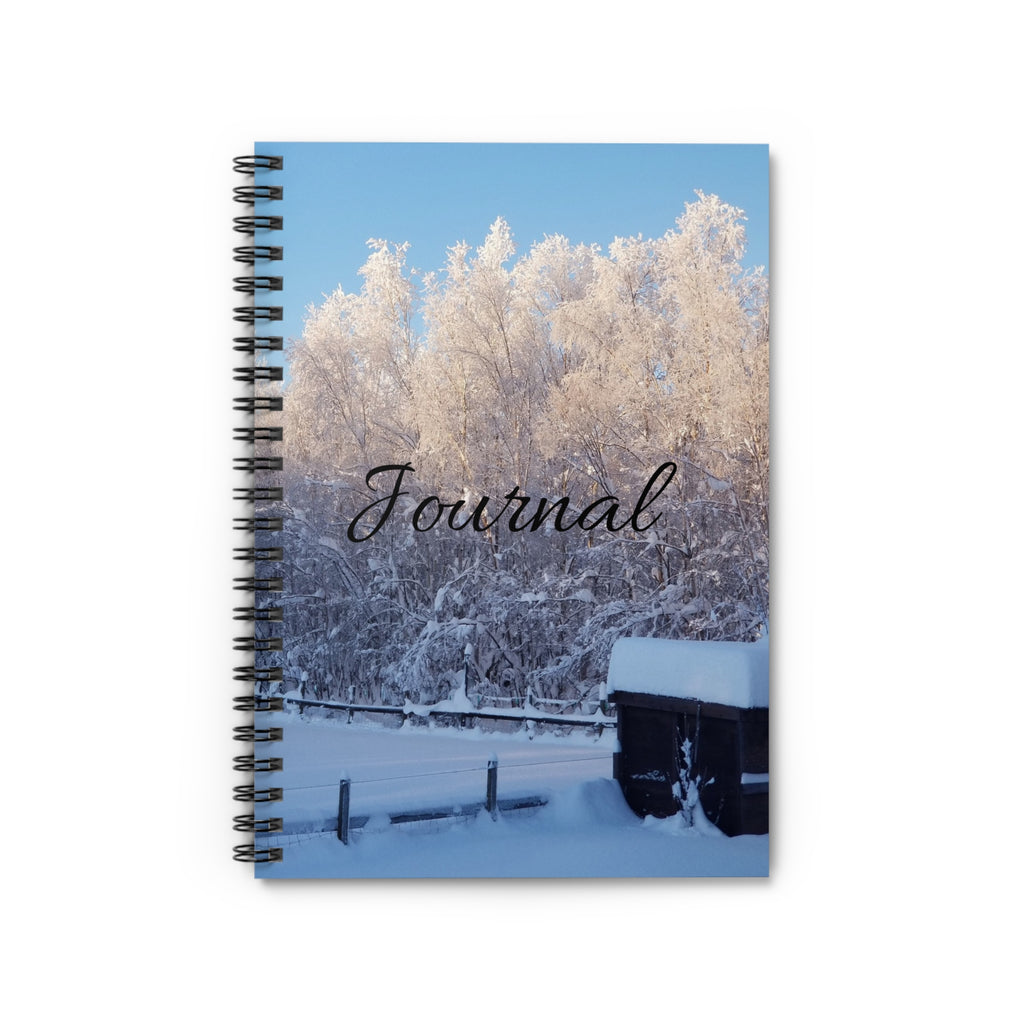 Winter Snow Trees Journal spiral notebook | snowy landscape ruled notebook