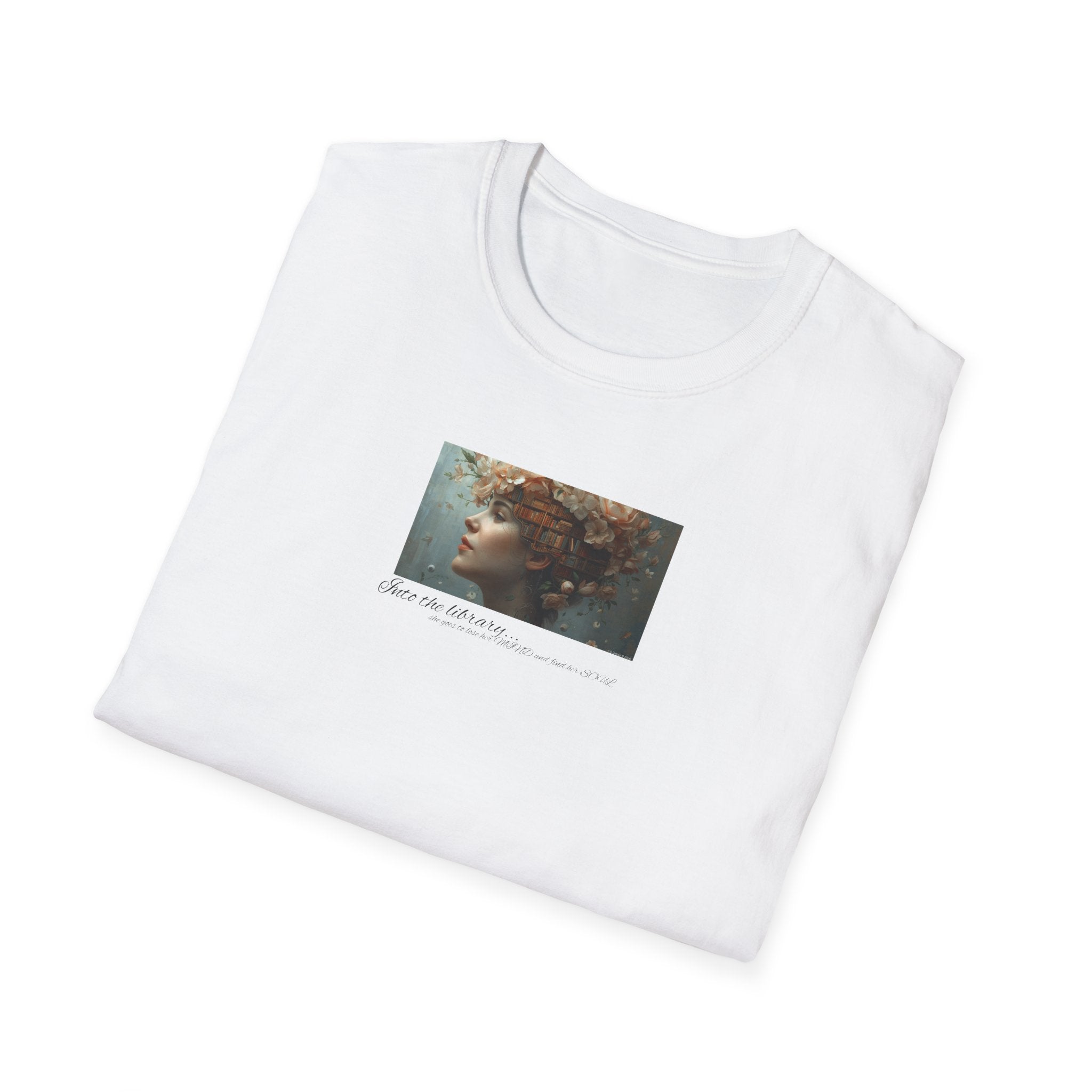 Floral into the library T-Shirt | Woman Face Art, Botanical Hair