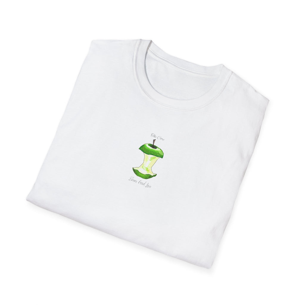 Apple Core Minimalist T‑Shirt — Cute Green Apple Core Graphic Tee