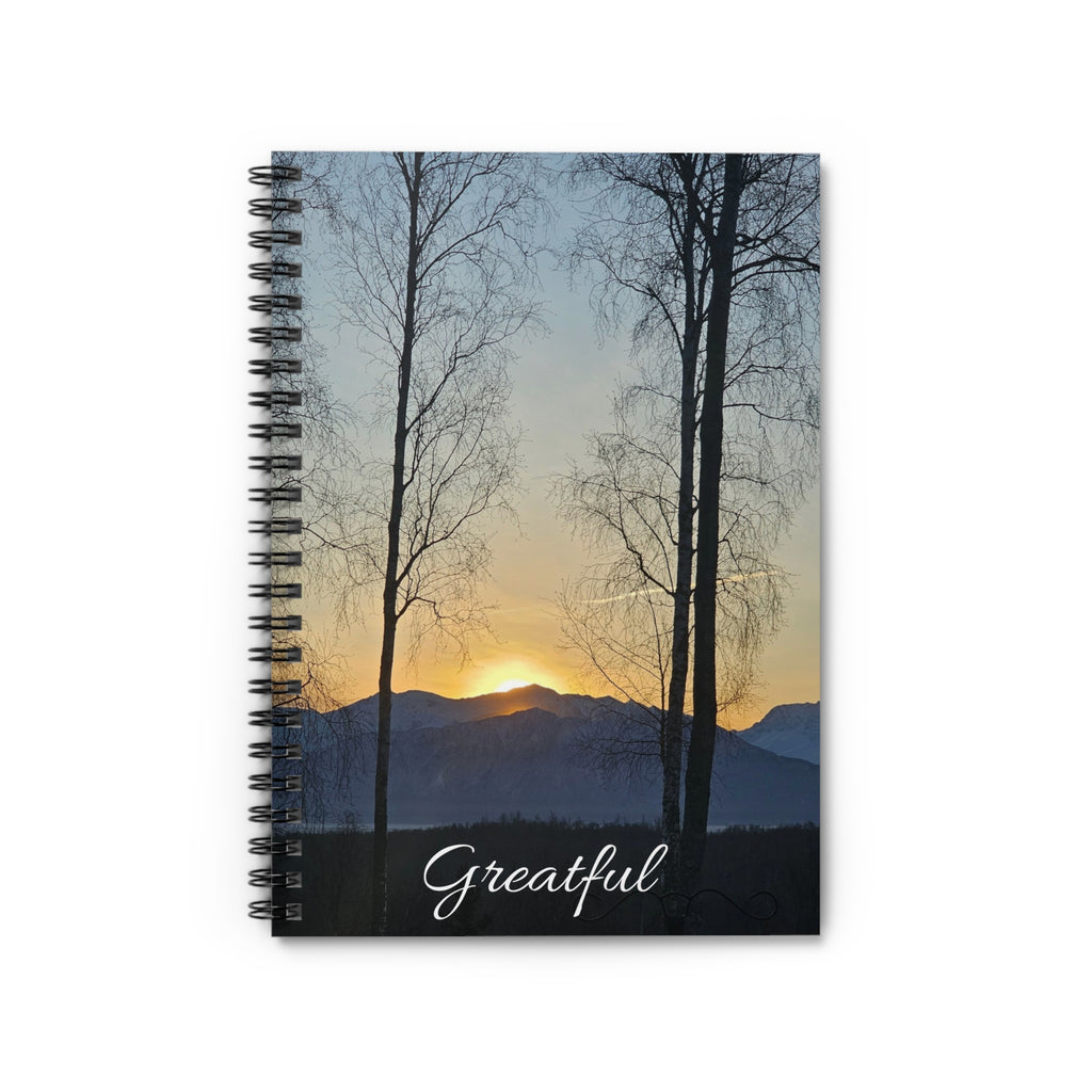 Sunset Mountain Trees Greatful Notebook | Spiral Ruled Notebook