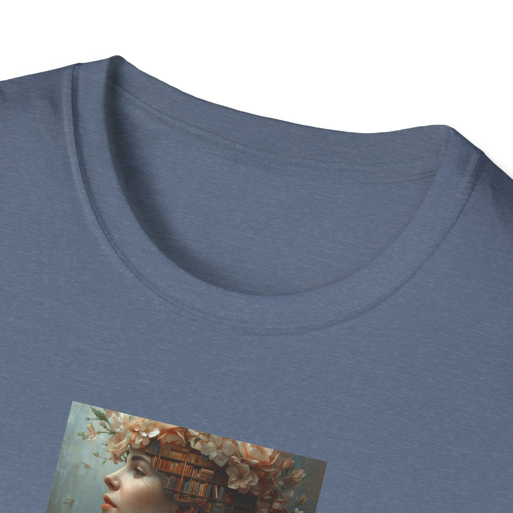 Floral into the library T-Shirt | Woman Face Art, Botanical Hair