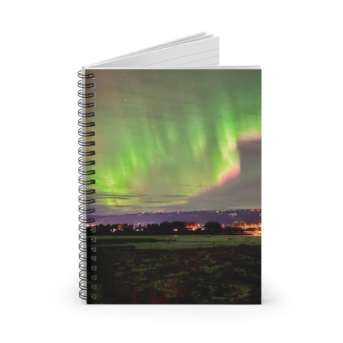 Aurora Night Spiral Notebook — Lined Journal with Northern Lights Cover