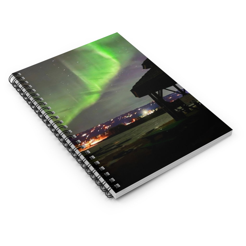 Aurora Night Spiral Notebook — Lined Journal for Travel, Nature & Stargazing Notes