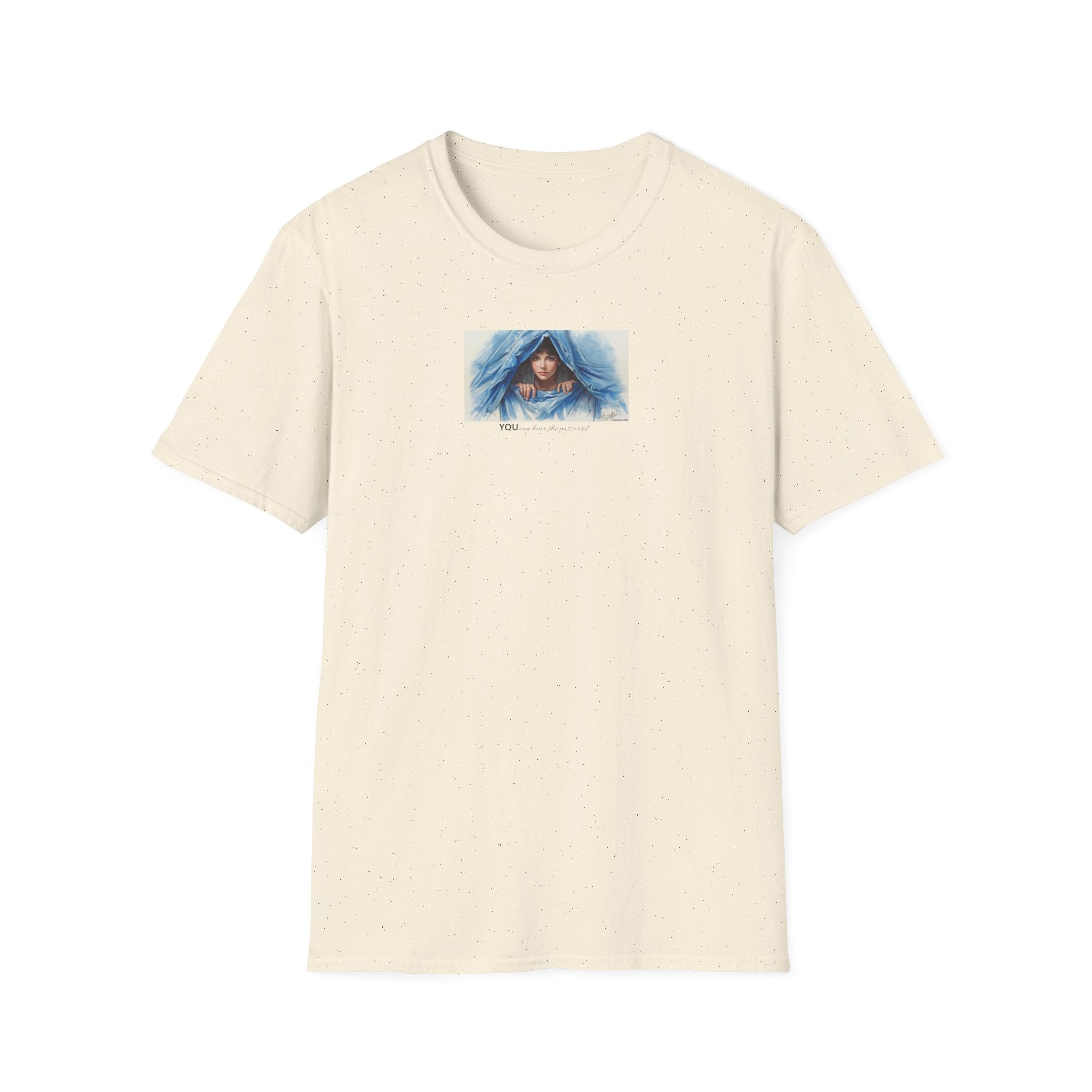 Blue Hooded Woman Illustration T-Shirt | Watercolor Portrait, Fun, Cheeky, Wearable Sayings