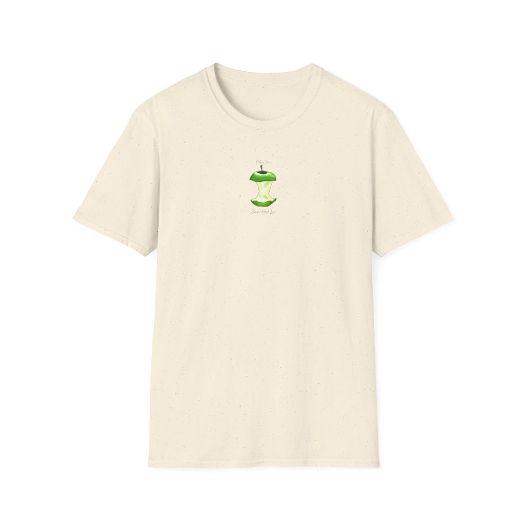 Apple Core Minimalist T‑Shirt — Cute Green Apple Core Graphic Tee