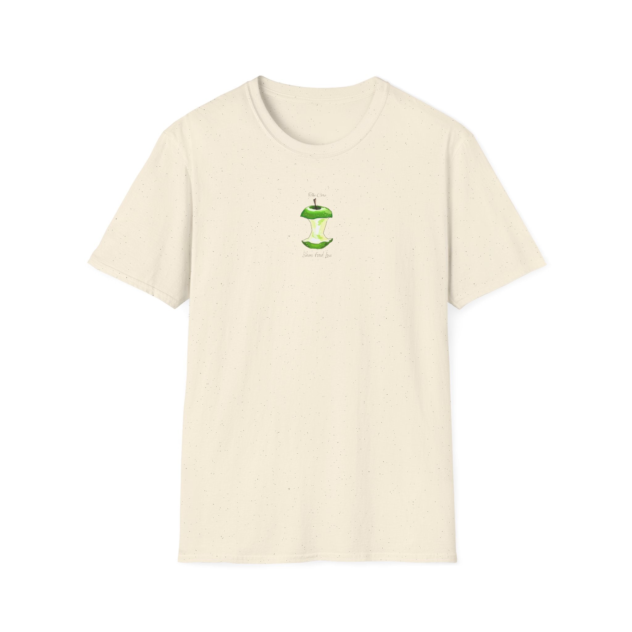 Apple Core Minimalist T‑Shirt — Cute Green Apple Core Graphic Tee