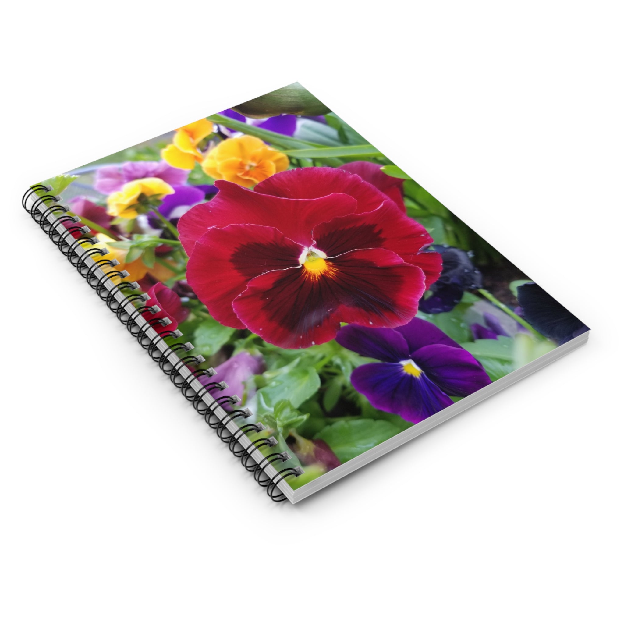 Red Pansy Floral Spiral Notebook | Ruled Journal