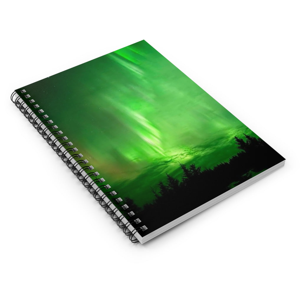 Aurora Green Spiral Notebook — Ruled Journal for Nature Lovers & Travel Notes