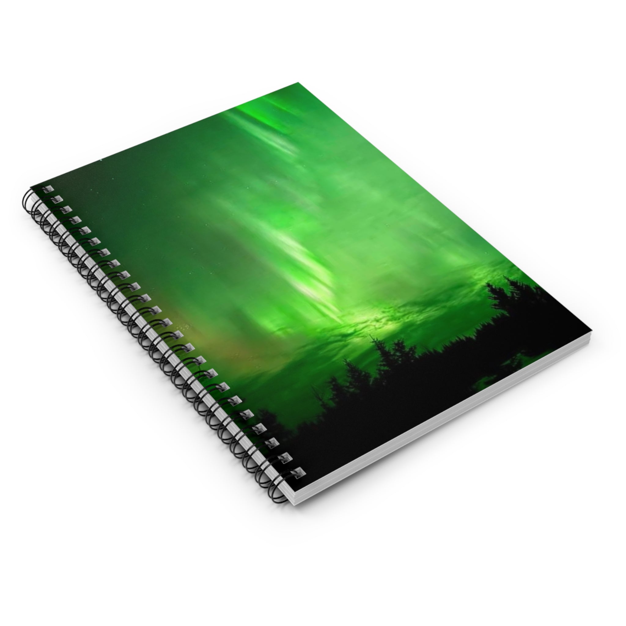 Aurora Green Spiral Notebook — Ruled Journal for Nature Lovers & Travel Notes
