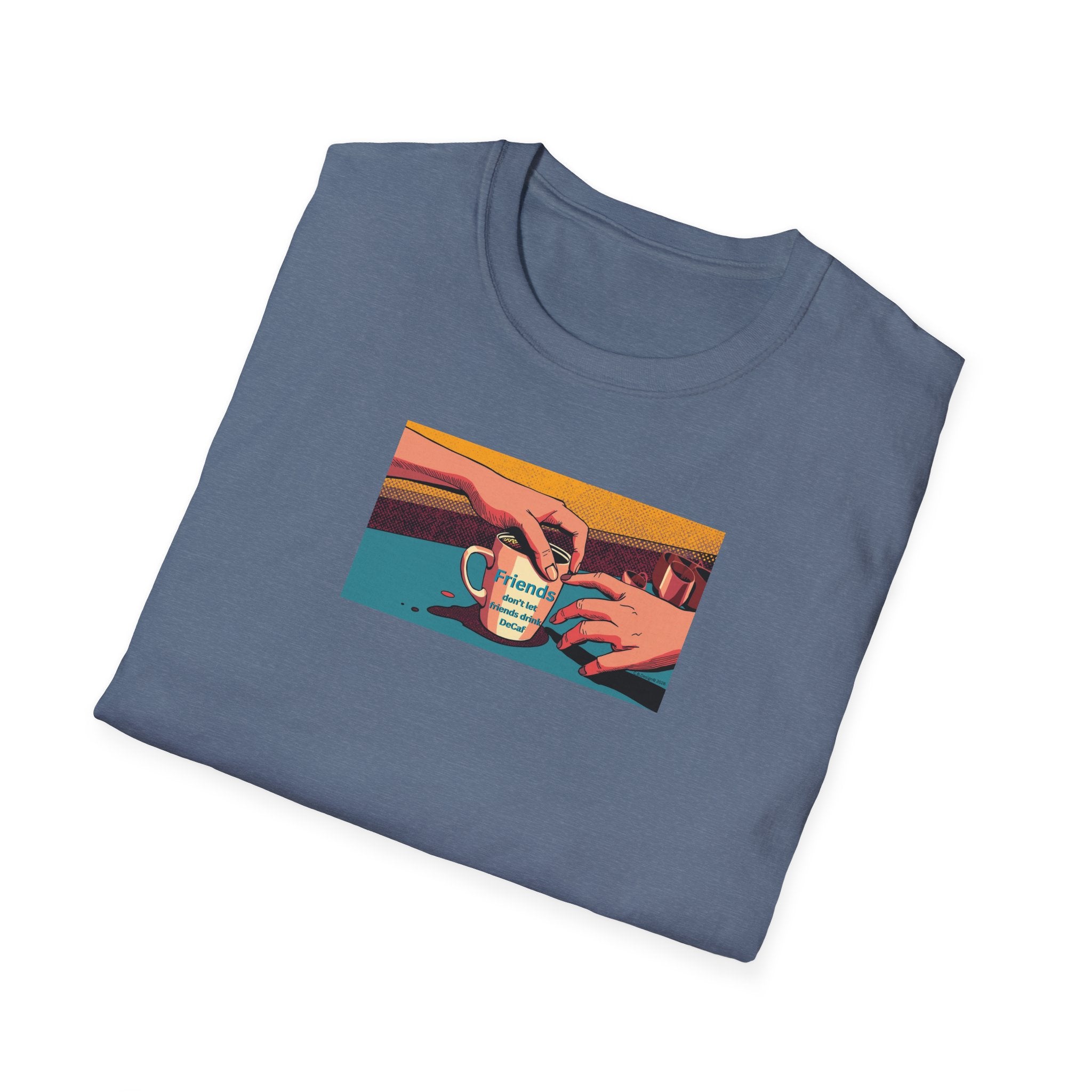 Friends don't let friends... T-Shirt | Retro Coffee Art, Warm Morning Illustration