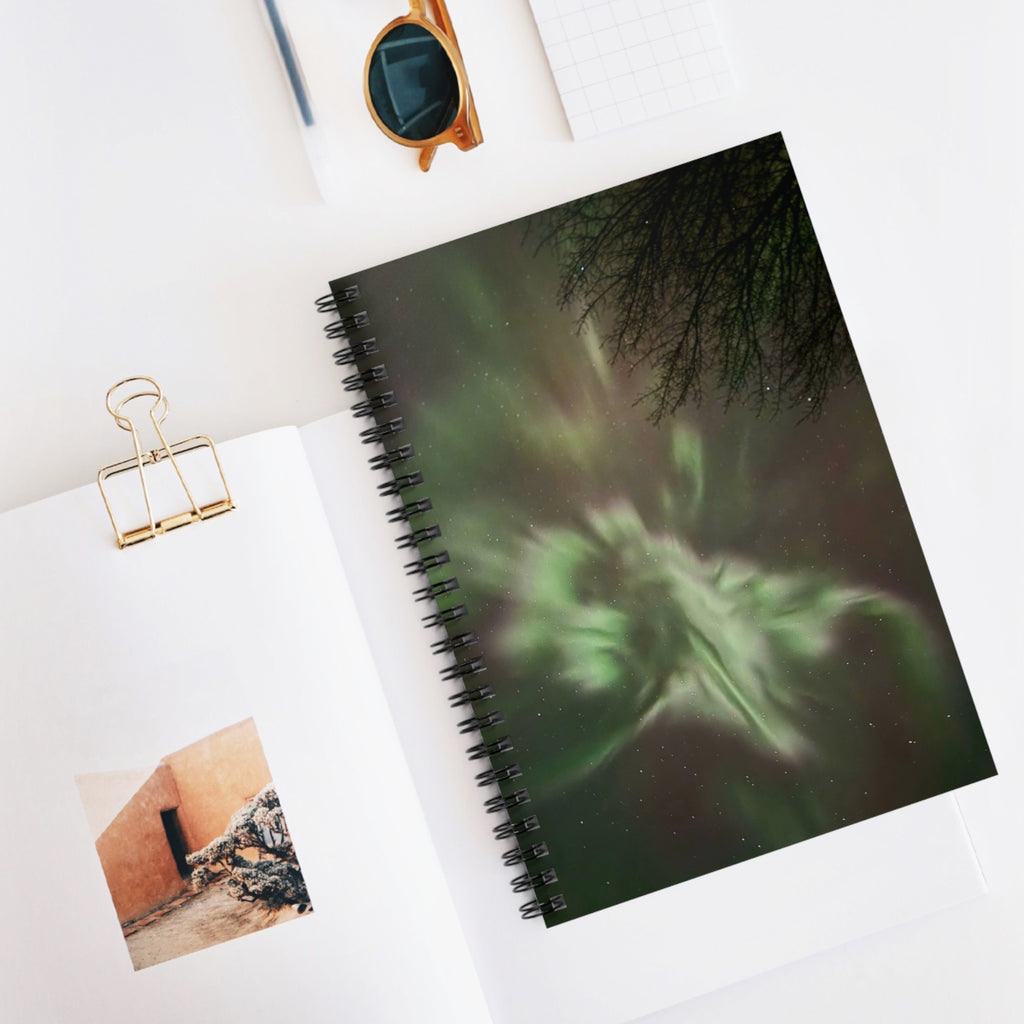 Aurora Night Spiral Notebook — Ethereal Northern Lights Ruled Journal