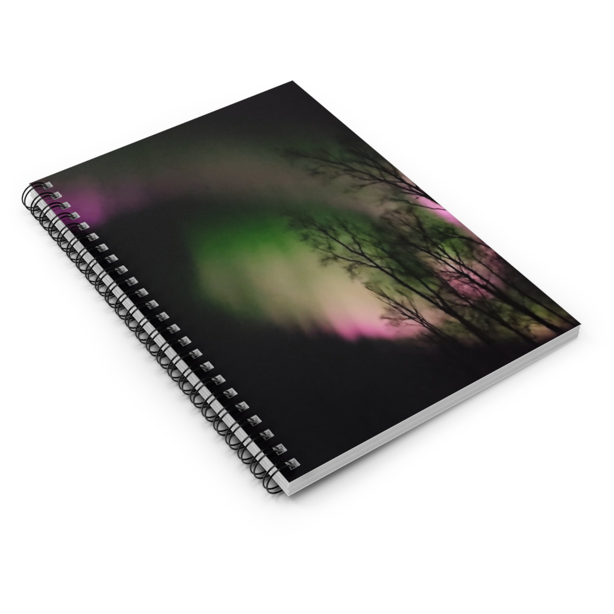 Aurora Night Spiral Notebook — Ruled Journal with Northern Lights Cover