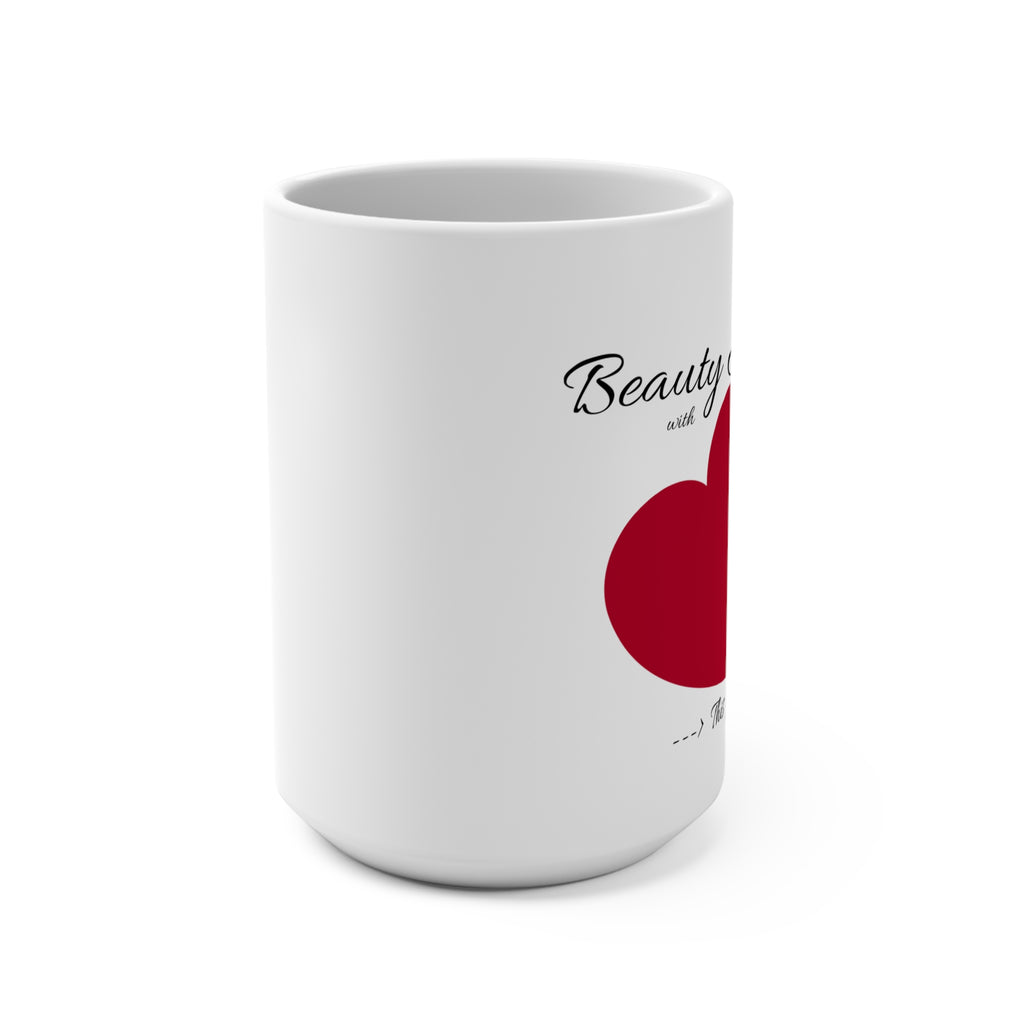 Beauty & Smarts Heart Mug | 15oz Ceramic Coffee Cup