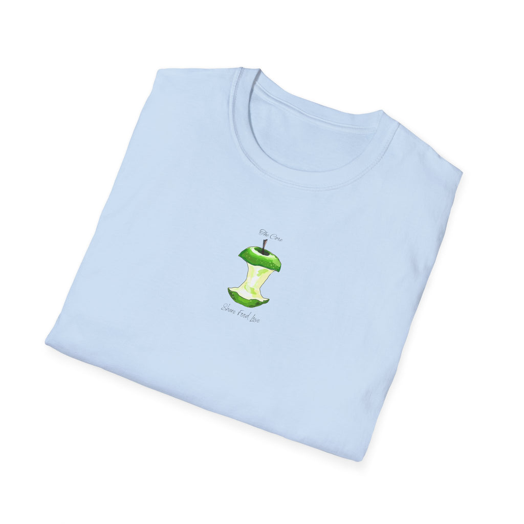 Apple Core Minimalist T‑Shirt — Cute Green Apple Core Graphic Tee