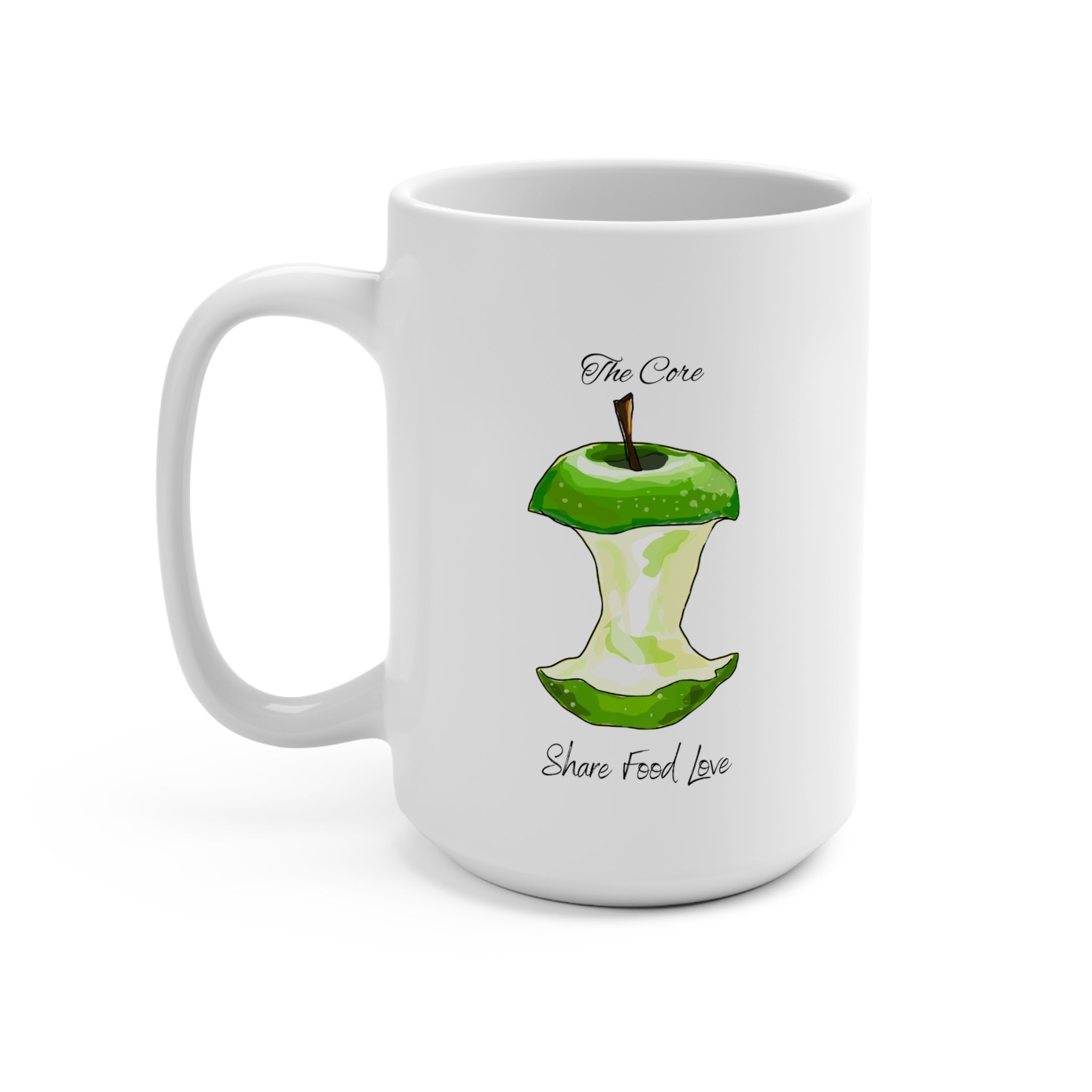 'The Core' Green Apple Core Design | 15oz mug | Share Food Love Coffee Cup