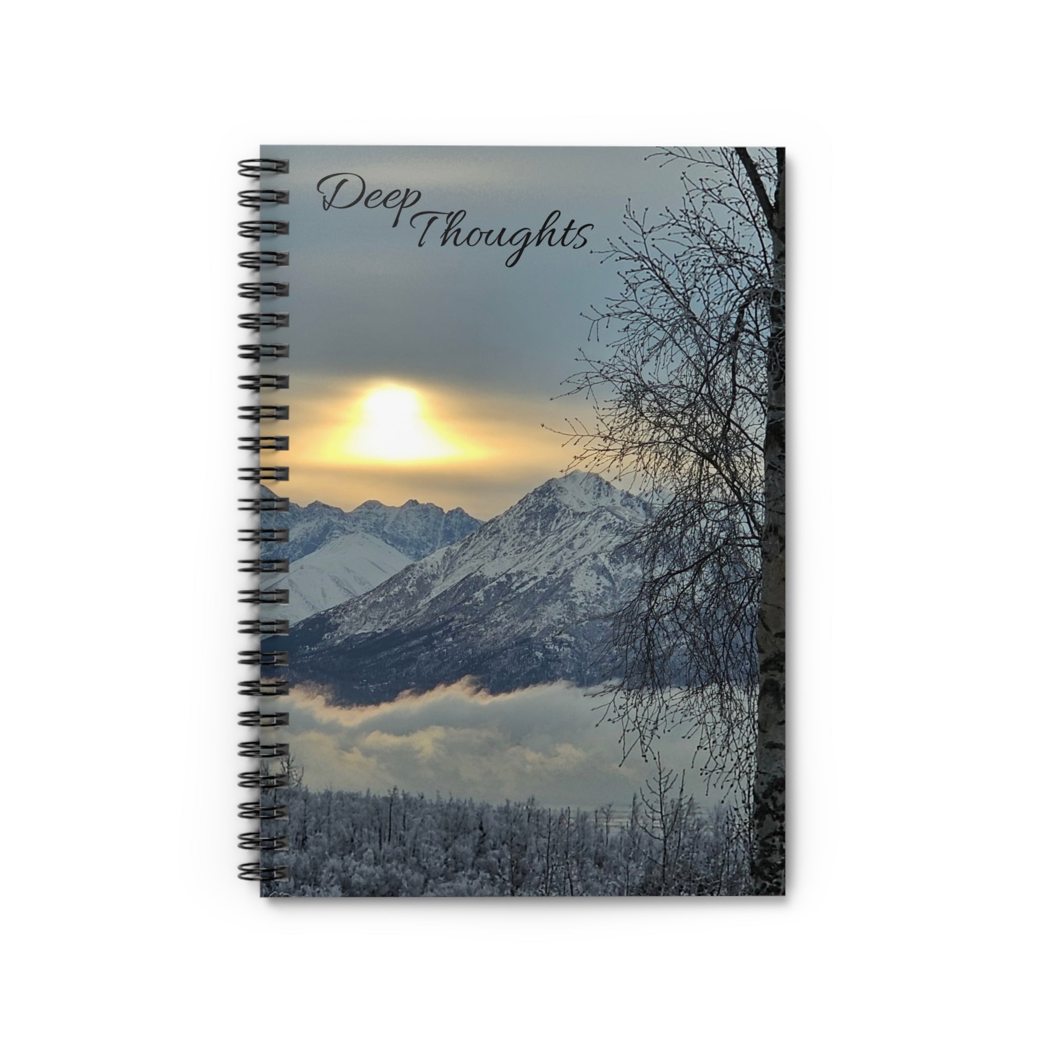 Deep Thoughts mountain sunrise notebook | Spiral Ruled Journal