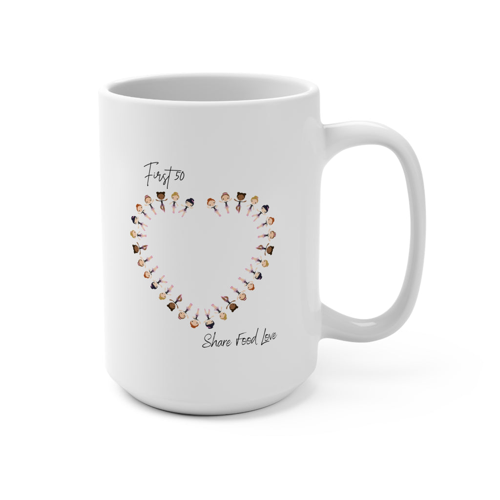 Heart First 50   mug 15oz: 'Share Food Love' Coffee Cup 2