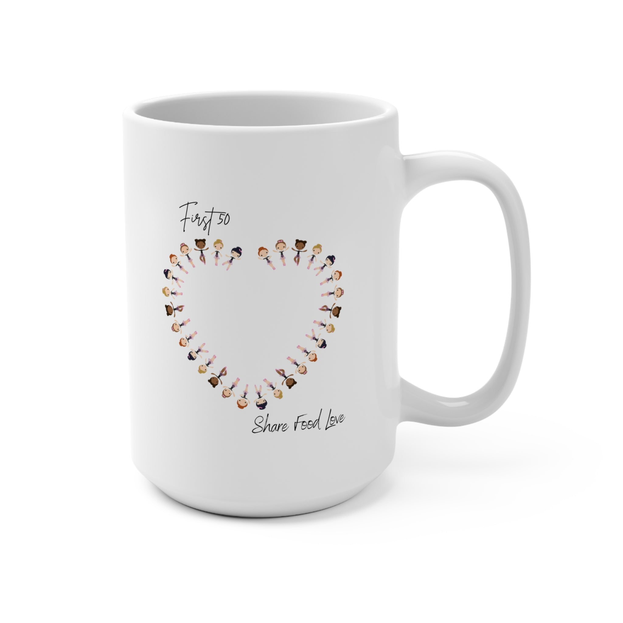 Heart First 50   mug 15oz: 'Share Food Love' Coffee Cup 2