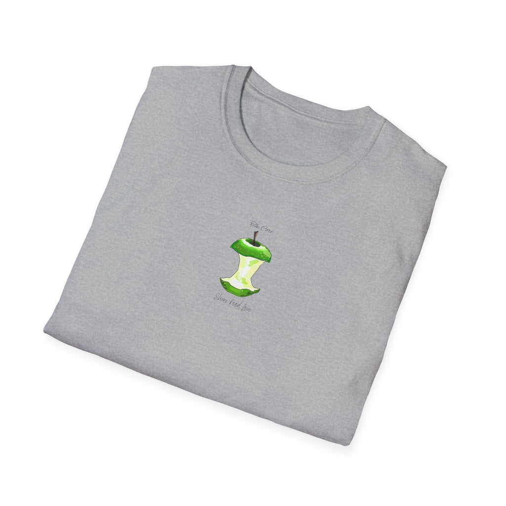 Apple Core Minimalist T‑Shirt — Cute Green Apple Core Graphic Tee