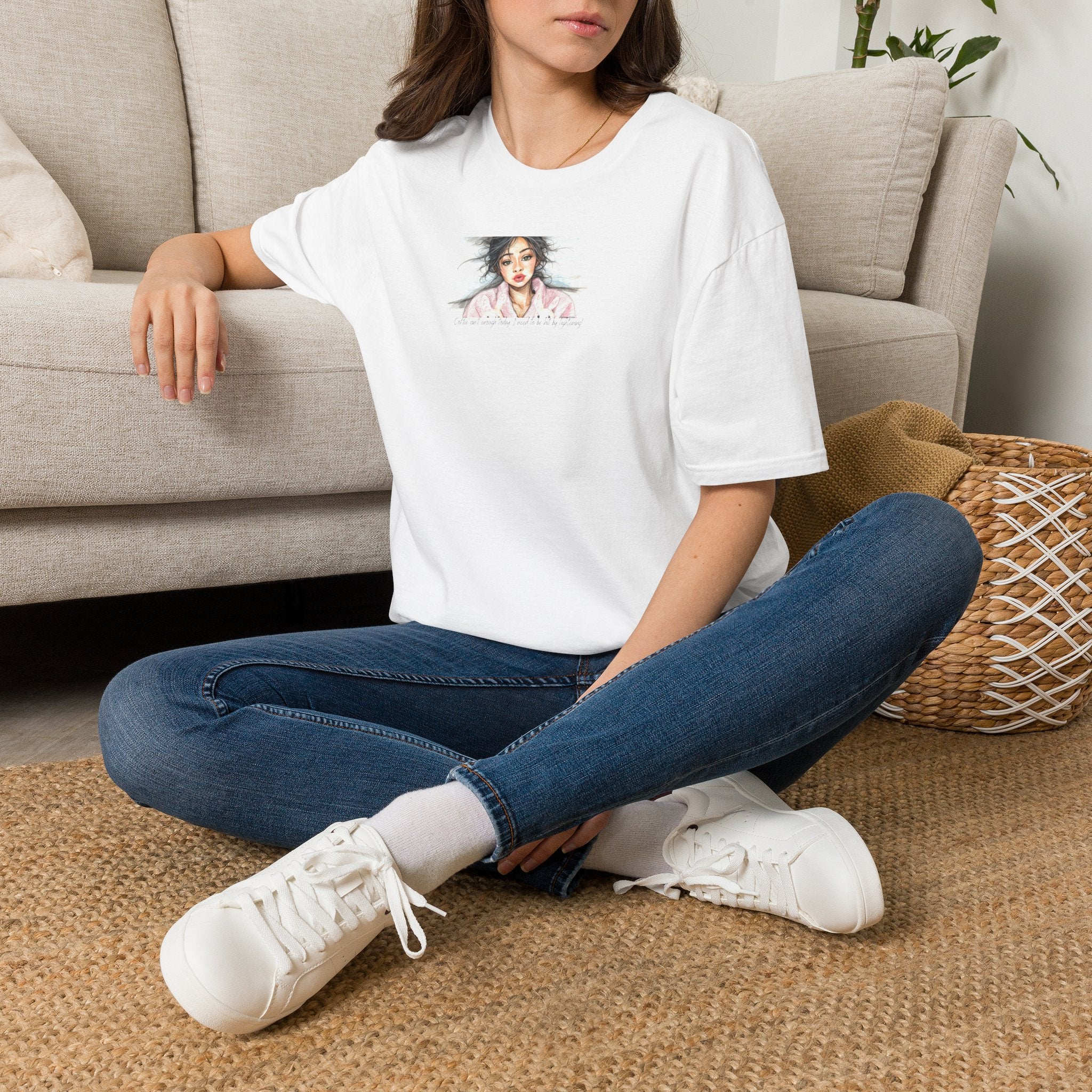 Coffee is not enough, lightening  — Painterly Portrait Graphic Tee (stylized female face) 2