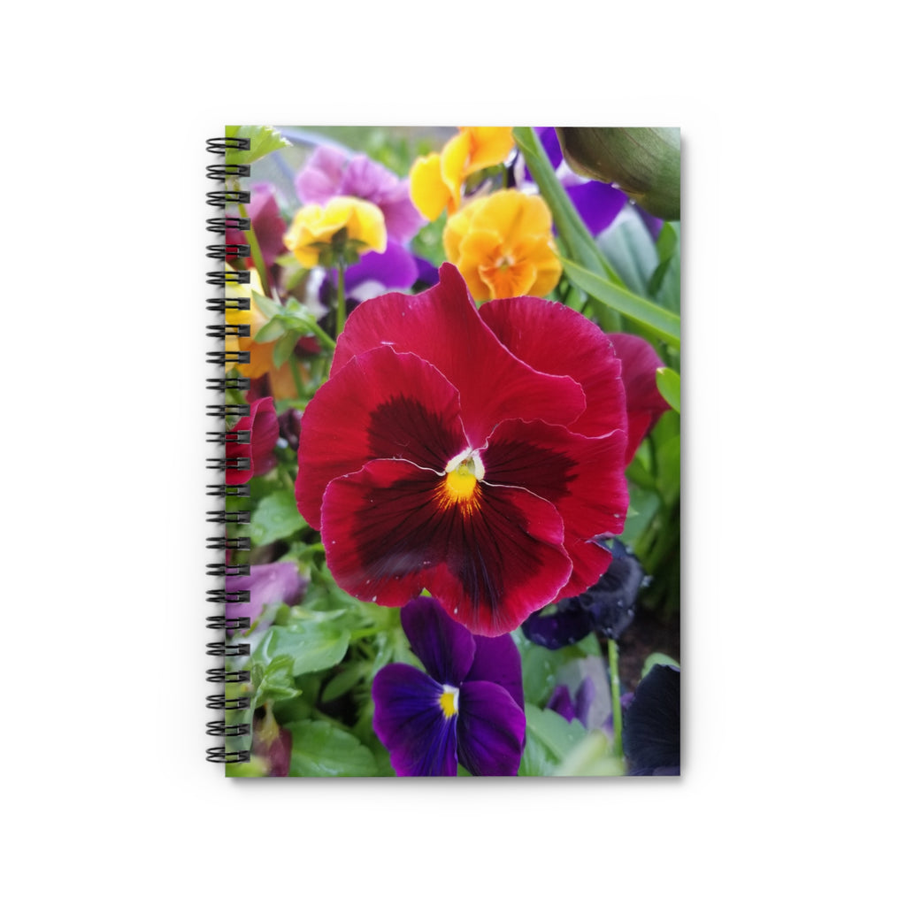 Red Pansy Floral Spiral Notebook | Ruled Journal