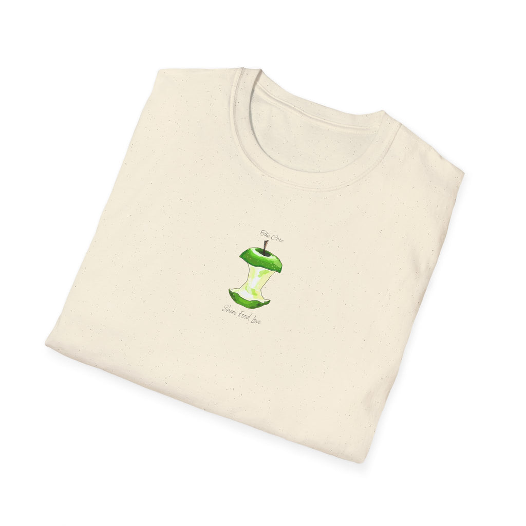 Apple Core Minimalist T‑Shirt — Cute Green Apple Core Graphic Tee