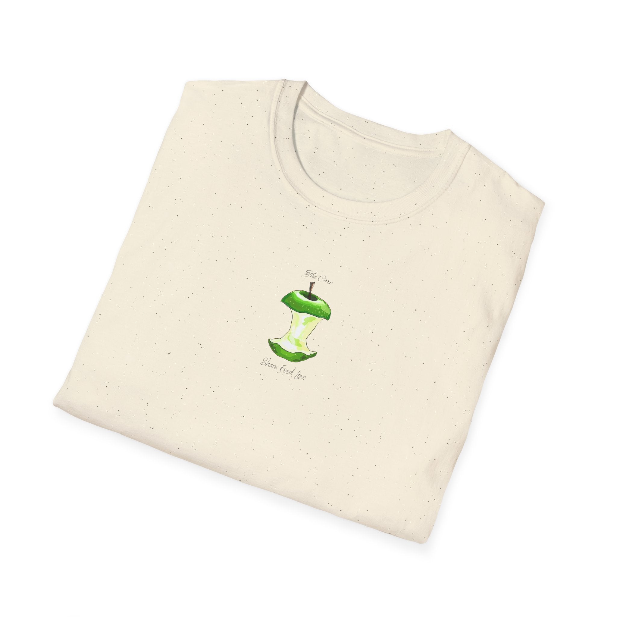 Apple Core Minimalist T‑Shirt — Cute Green Apple Core Graphic Tee