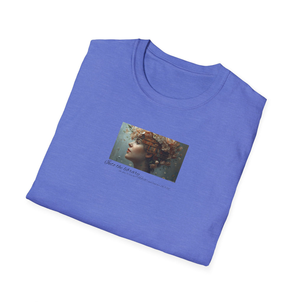 Floral into the library T-Shirt | Woman Face Art, Botanical Hair