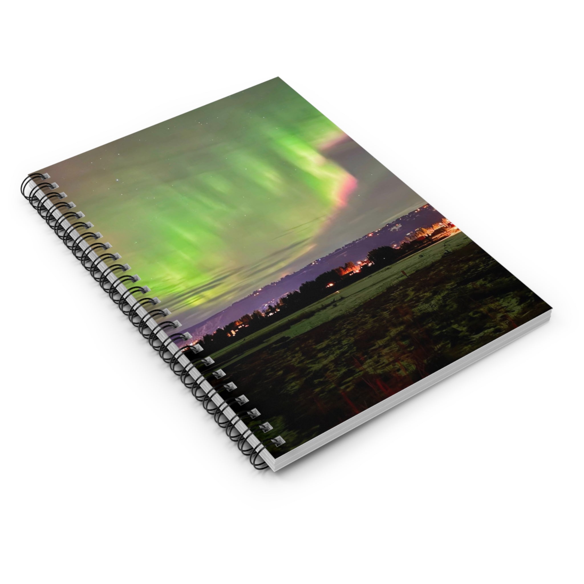 Aurora Night Spiral Notebook — Lined Journal with Northern Lights Cover