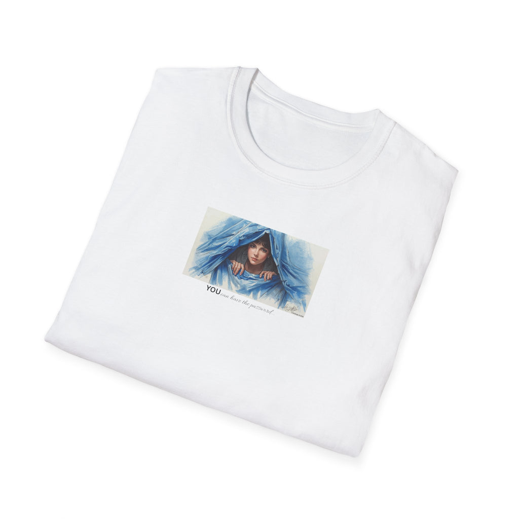 Blue Hooded Woman Illustration T-Shirt | Watercolor Portrait, Fun, Cheeky, Wearable Sayings