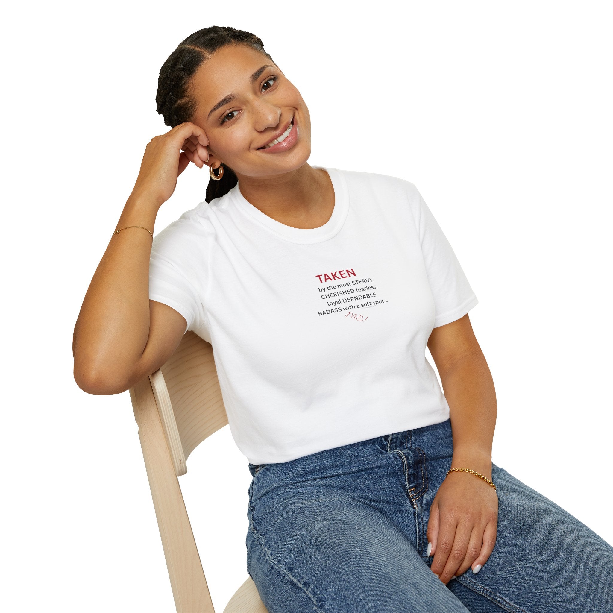 Taken: female version of her man's attributes, text T-Shirt | minimalist relationship quote tee 2