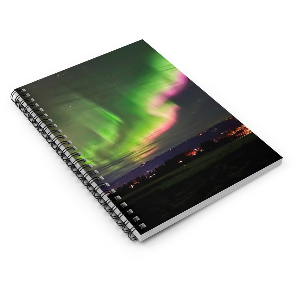 Aurora Night Spiral Notebook — Northern Lights Ruled Journal for Travel, Study & Gift