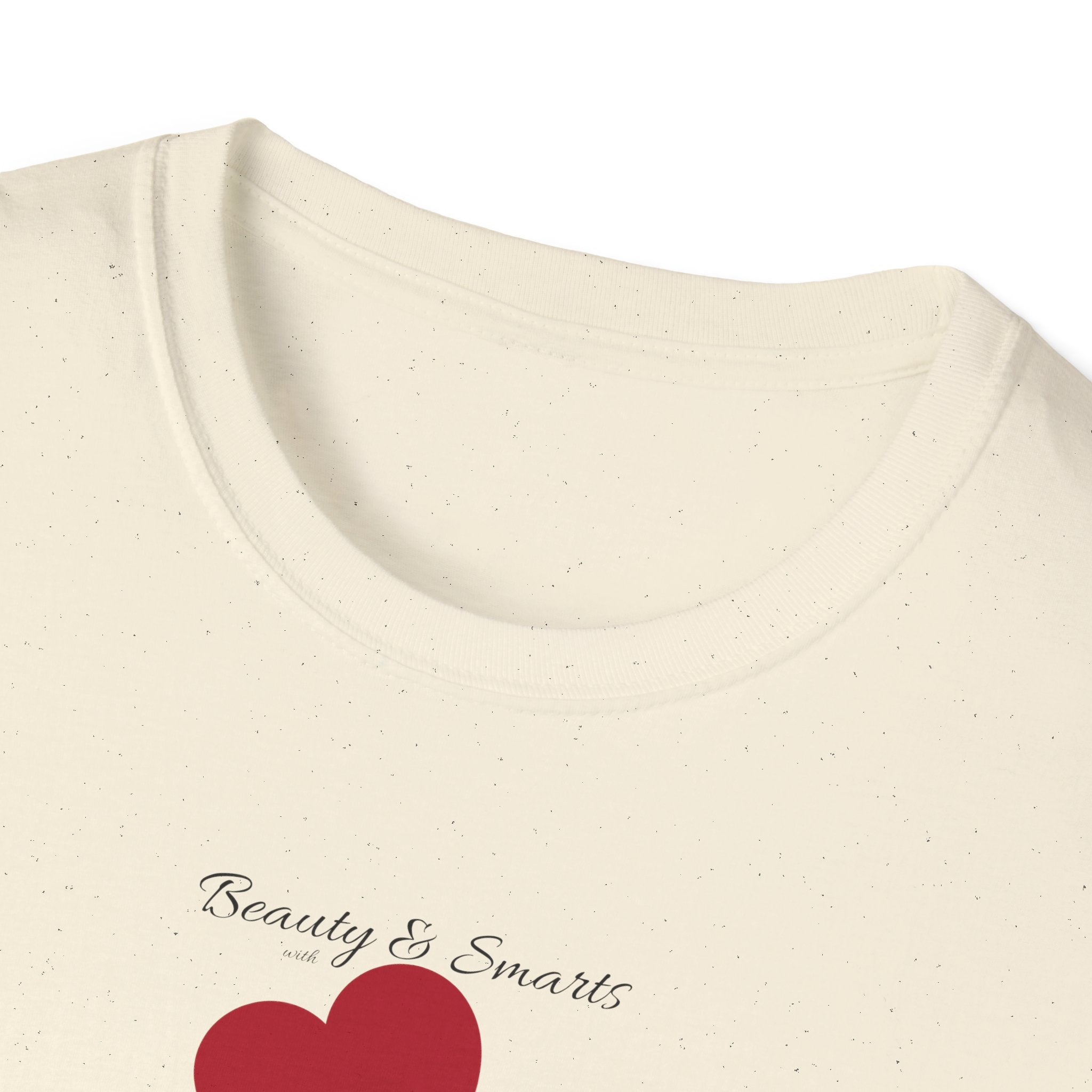 Beautiful and Smart with Red Heart T-Shirt — Small Chest Heart Graphic Beautiful and Smart with heart, this gal.