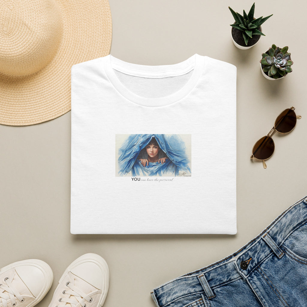 Blue Hooded Woman Illustration T-Shirt | Watercolor Portrait, Fun, Cheeky, Wearable Sayings 2