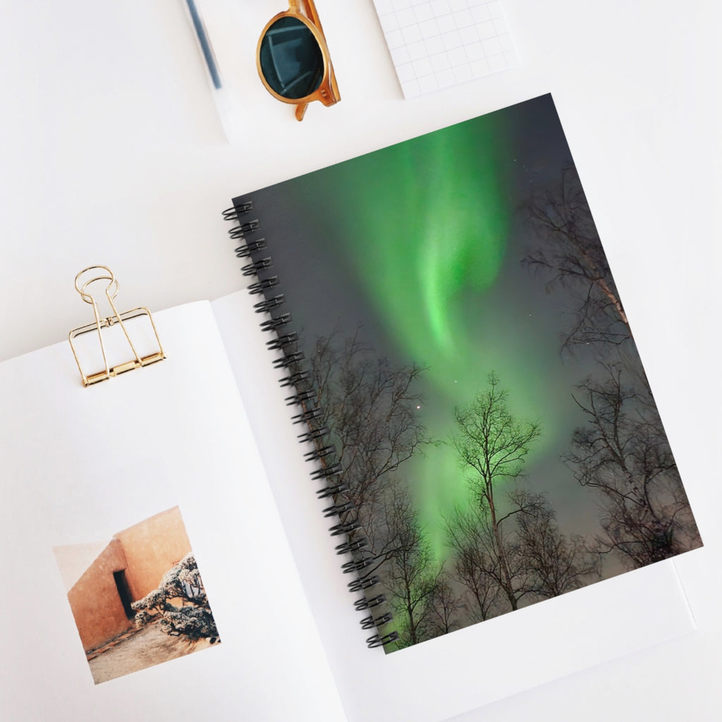 Aurora Night Spiral Notebook — Northern Lights Ruled Journal