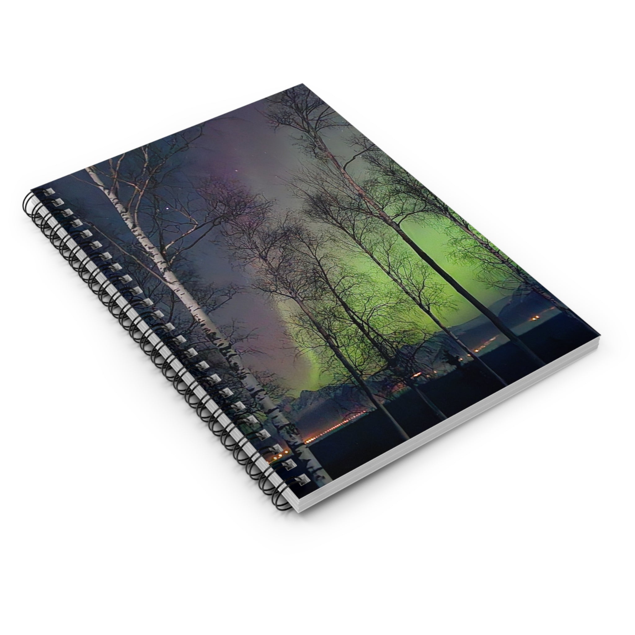 Aurora Borealis Birch Trees Spiral Notebook | Ruled Journal