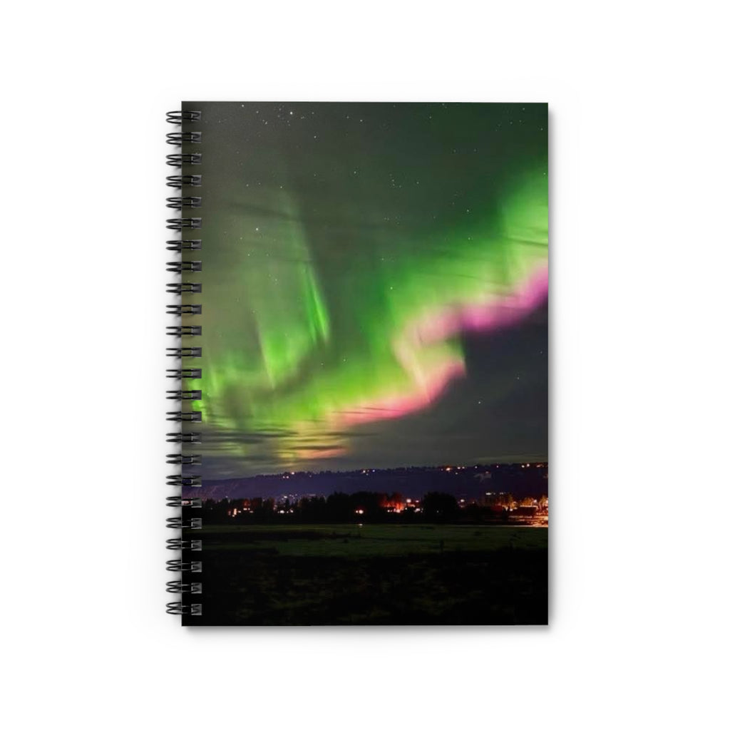 Aurora Night Spiral Notebook — Northern Lights Ruled Journal for Travel, Study & Gift