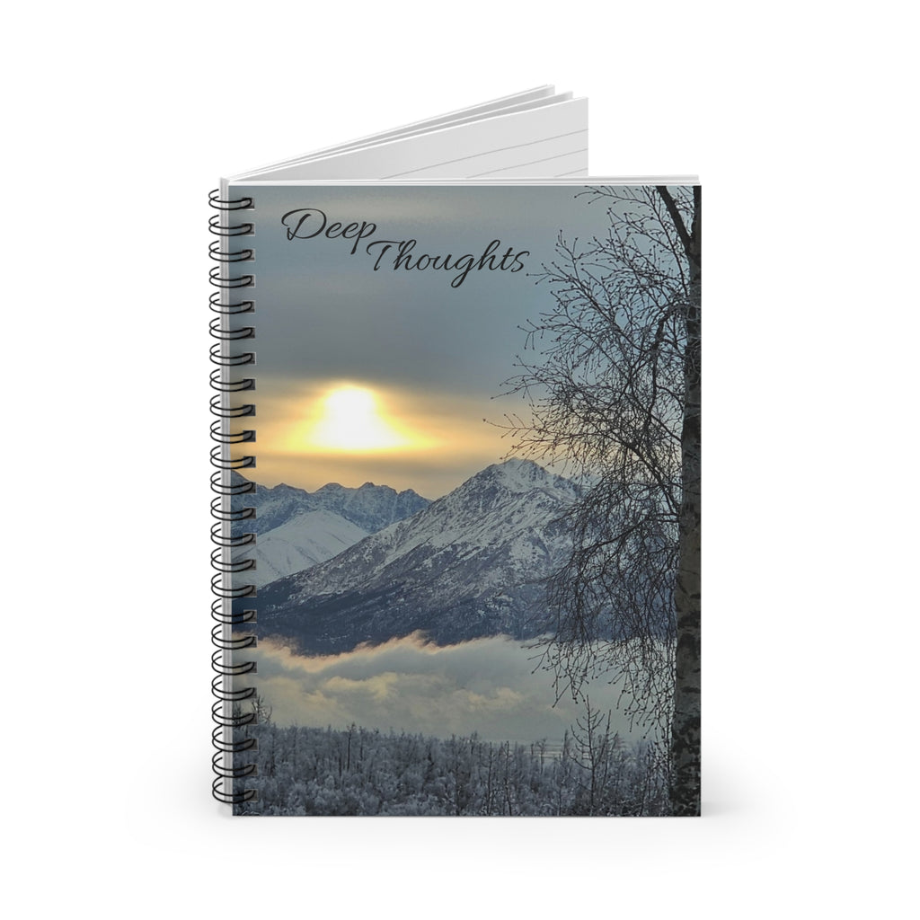 Deep Thoughts mountain sunrise notebook | Spiral Ruled Journal