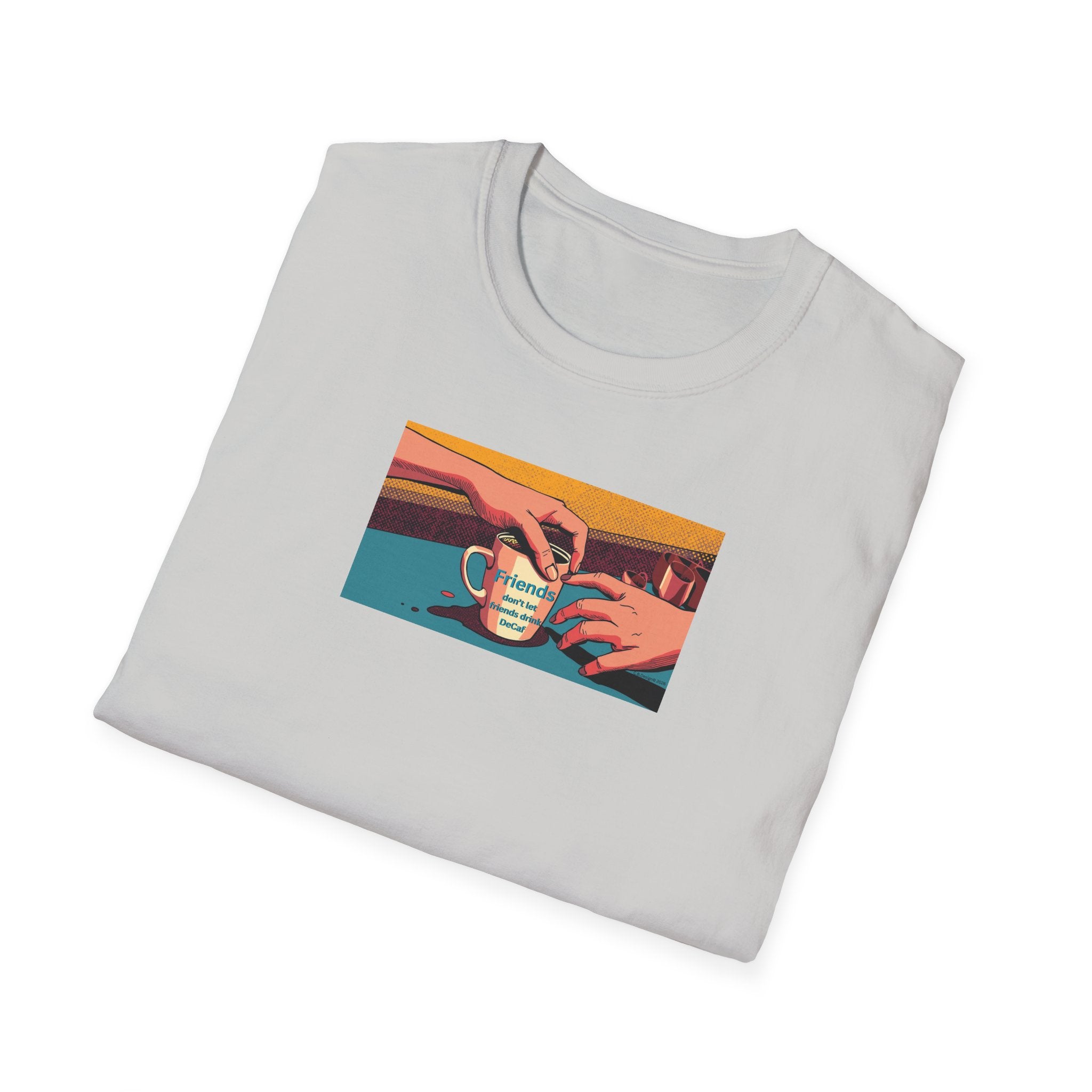 Friends don't let friends... T-Shirt | Retro Coffee Art, Warm Morning Illustration