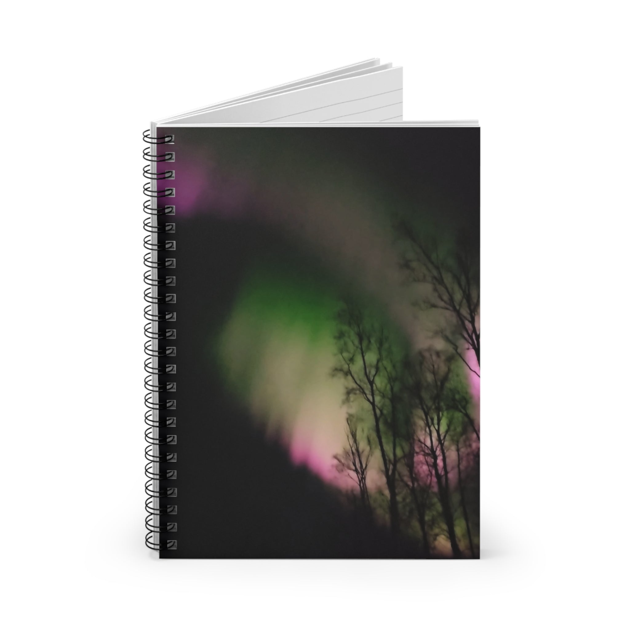 Aurora Night Spiral Notebook — Ruled Journal with Northern Lights Cover