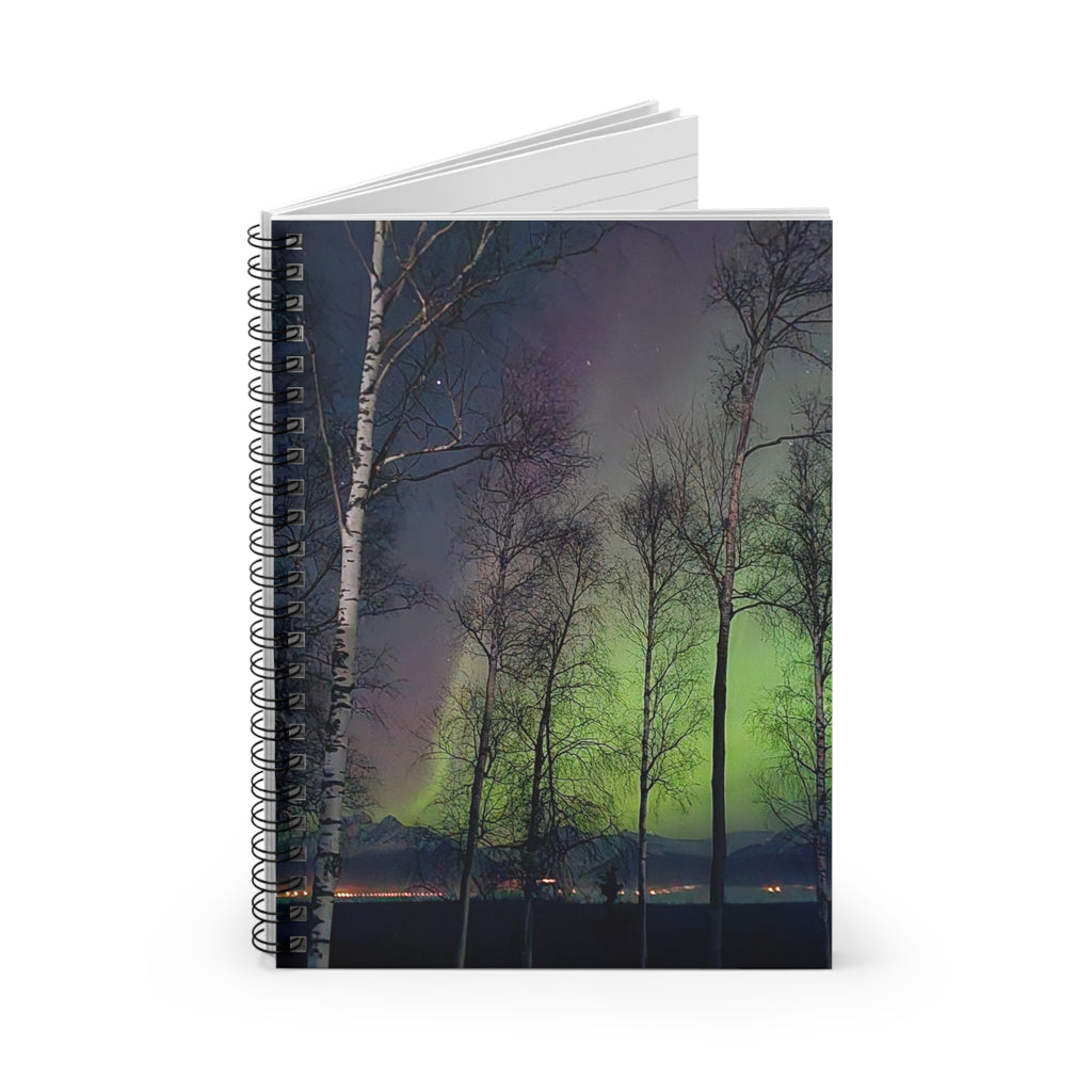 Aurora Borealis Birch Trees Spiral Notebook | Ruled Journal
