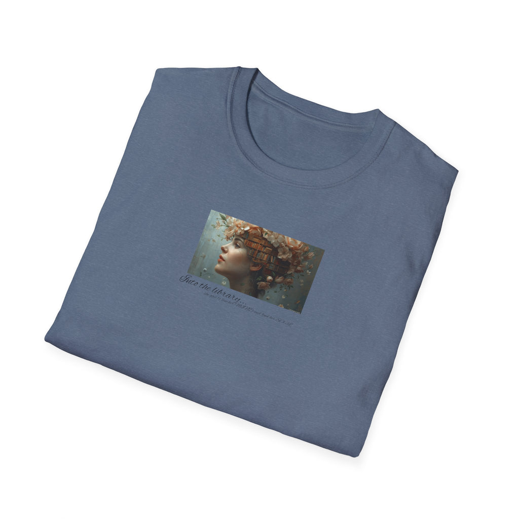Floral into the library T-Shirt | Woman Face Art, Botanical Hair