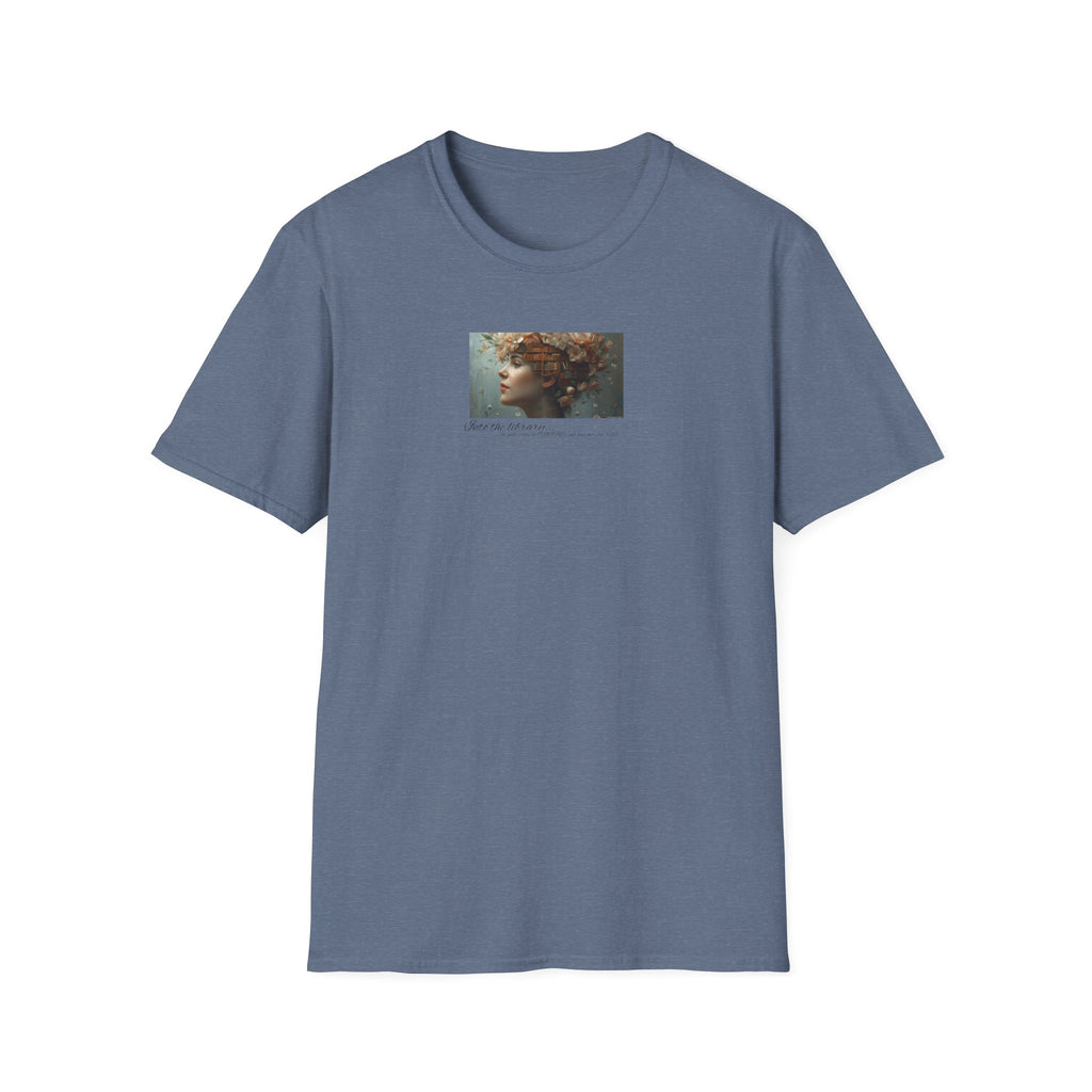 Floral into the library T-Shirt | Woman Face Art, Botanical Hair