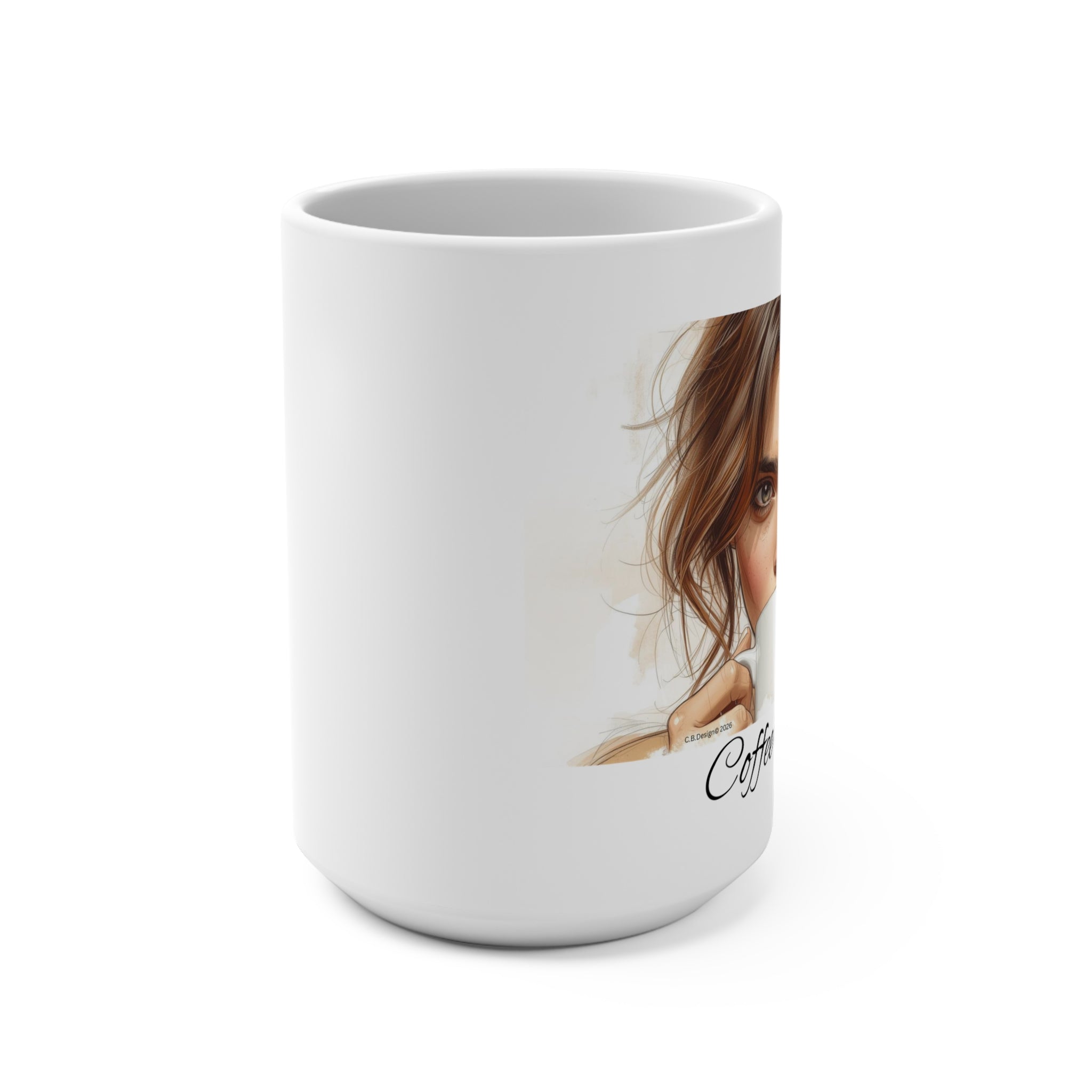 Coffee MINE! mug | Illustrated woman holding mug, coffee lover 15oz