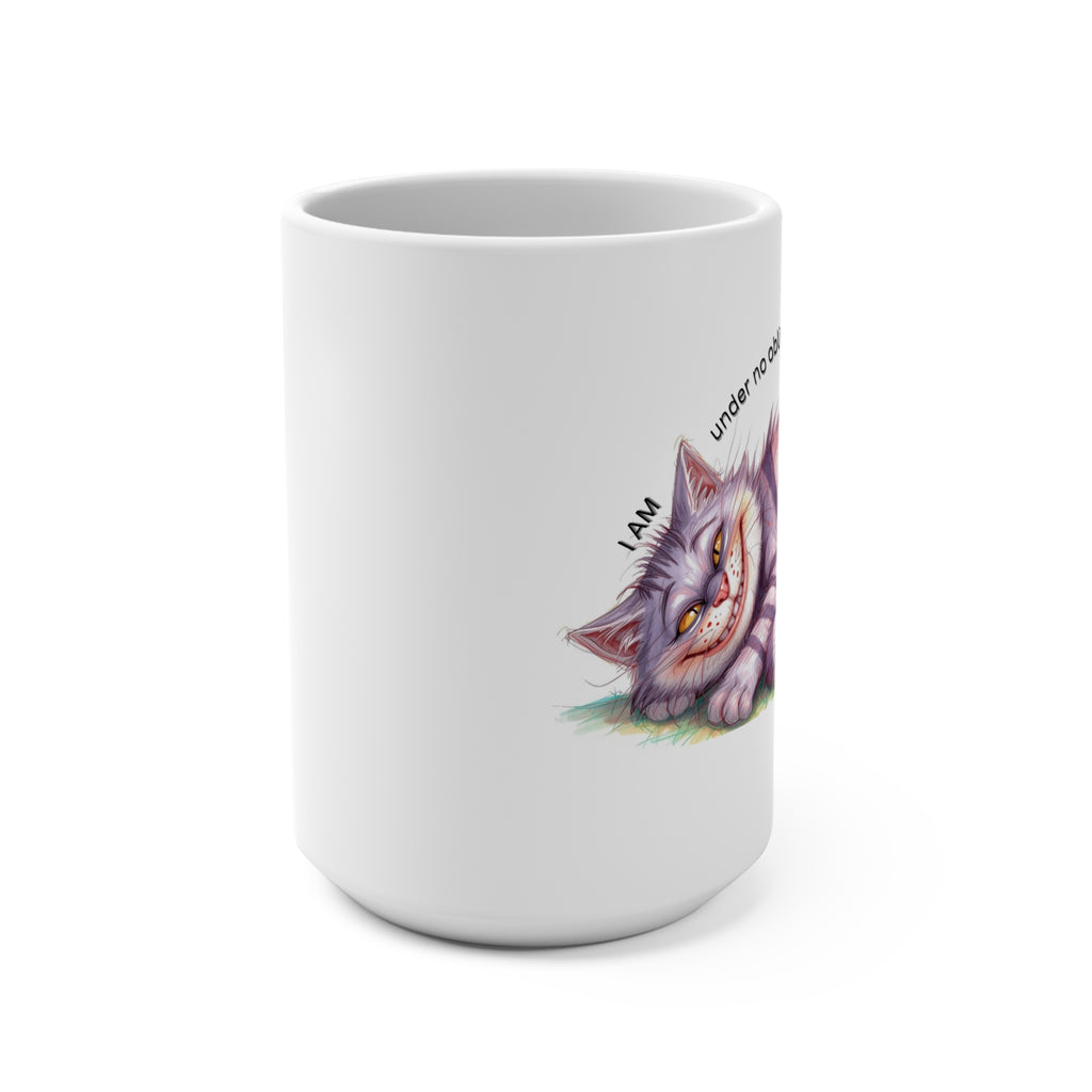 Cheshire Cat Illustration Mug 15oz | Whimsical Striped Cat Art