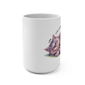Cheshire Cat Illustration Mug 15oz | Whimsical Striped Cat Art