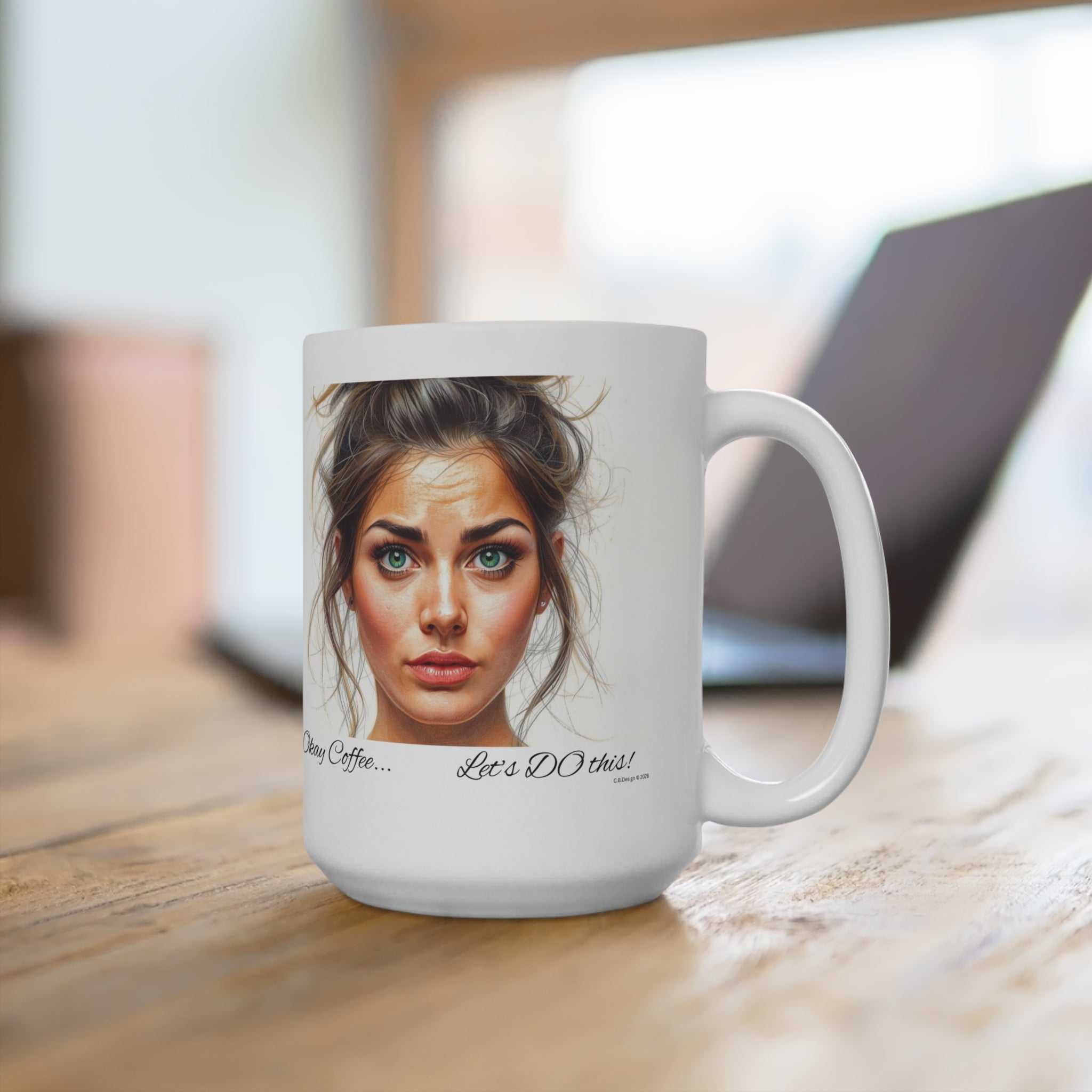 Messy Bun Coffee Face Mug | Let's Do This 15oz Ceramic